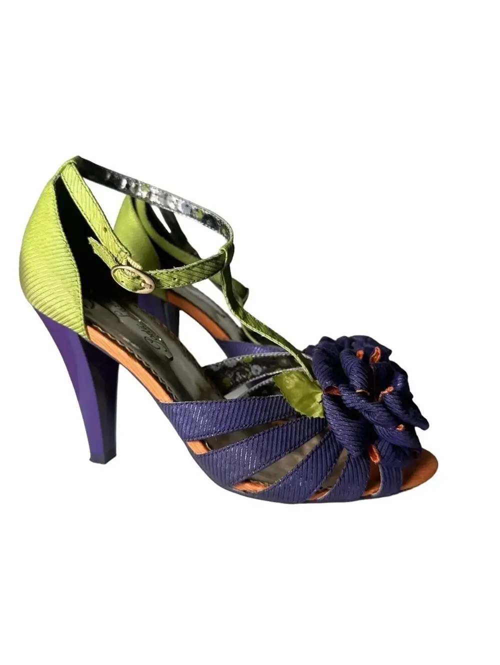 Poetic License London Floral T-Strap Colorblock Heels